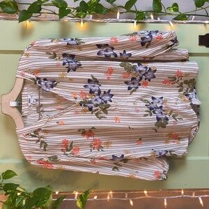 Women's Sonoma Floral Balloon Sleeve Bohemian Button Up Blouse L